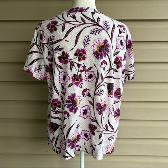 •LOFT• Floral Short Sleeve Knit Blouse – Size XL - Picture 5 of 7